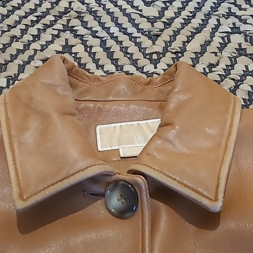 MICHAEL KORS CLASSIC BUTTERSCOTCH TAN LEATHER JACKET COAT - Picture 5 of 16